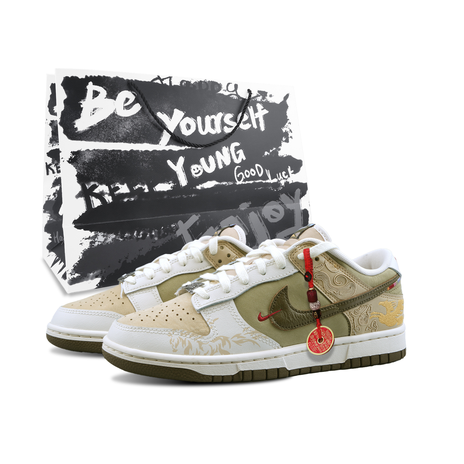 

Nike Dunk Pegasus Pack Horse Year CNY Golden Cloud Pegasus, специальная сумка для покупок, устойчивая к истиранию, низкий верх