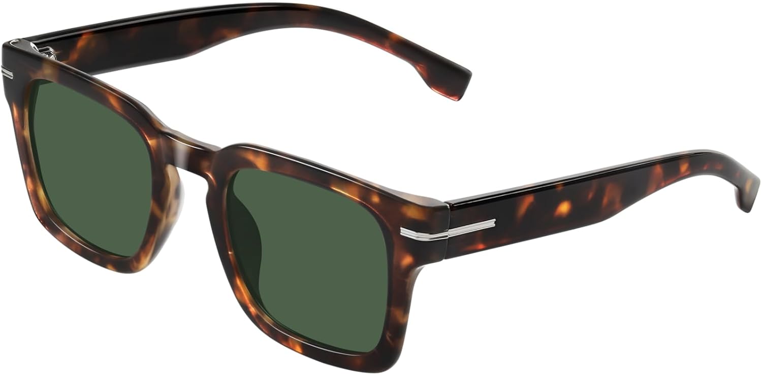 

Женские солнцезащитные очки матово-черного цвета, классическая ретро-квадратная оправа, модные солнцезащитные очки с защитой от УФ-излучения Foliful, A06-tortoise/Green