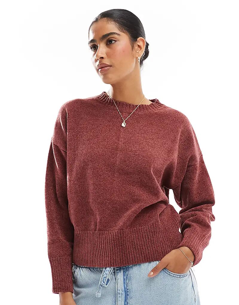 

Вязаный джемпер из синели бордово-красного цвета Pull&Bear