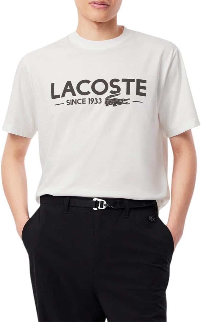 

Мужская хлопковая футболка с логотипом Lacoste, White, Белый, Мужская хлопковая футболка с логотипом Lacoste, White