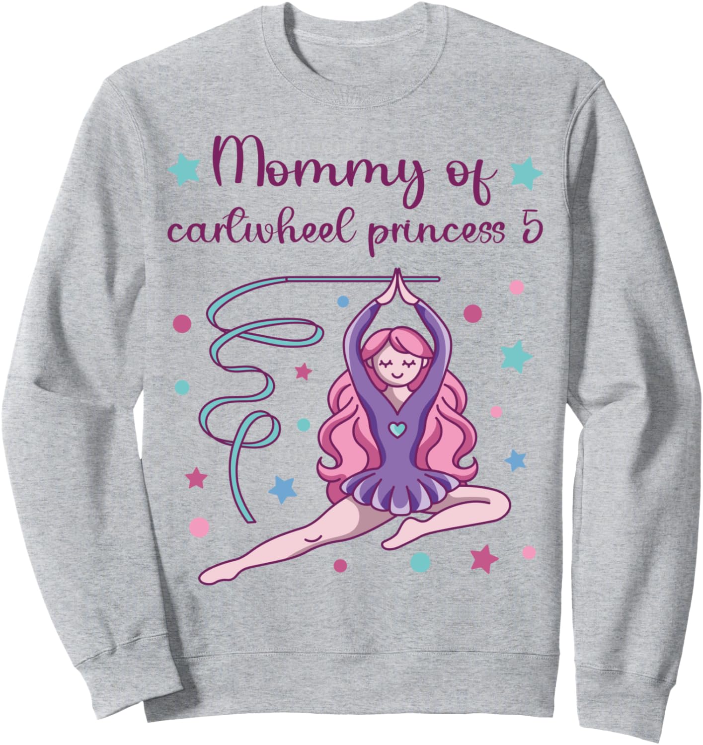 

Толстовка для мамы принцессы, которая умеет делать колесо, на 5-й день рождения, посвященный гимнастике Family Look 5 Year Old Gymnastics Decoration Gifts, серый