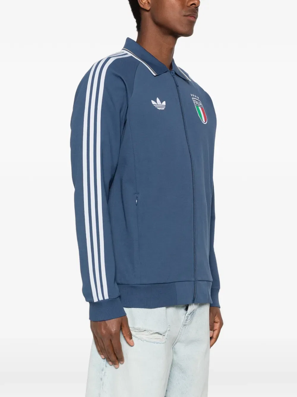 Толстовка X Italia с полосатым рисунком и застежкой-молнией Adidas, синий — фото 3
