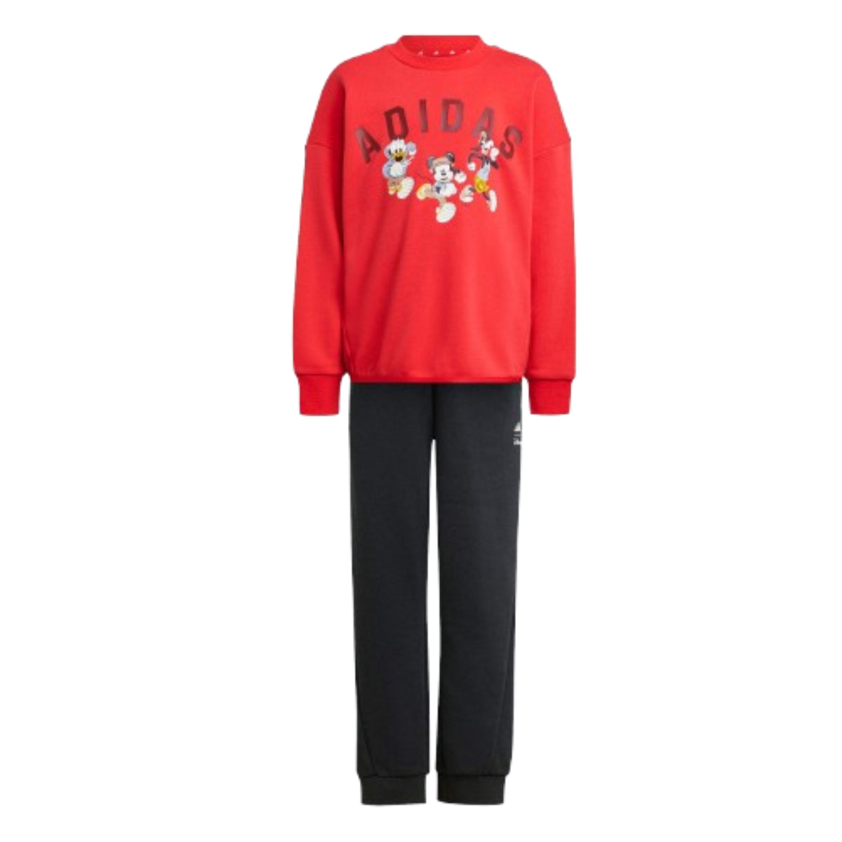 (P.S.) Комплект из толстовки и спортивных штанов Adidas x Disney с Микки Маусом, цвет «красный-черный» — фото 3
