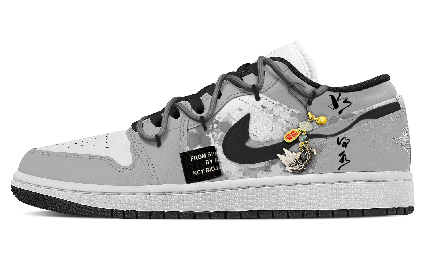 

Jordan Кроссовки Air 1 Cloud Clear, износостойкие, низкие, винтажные, мужские, серый с белым