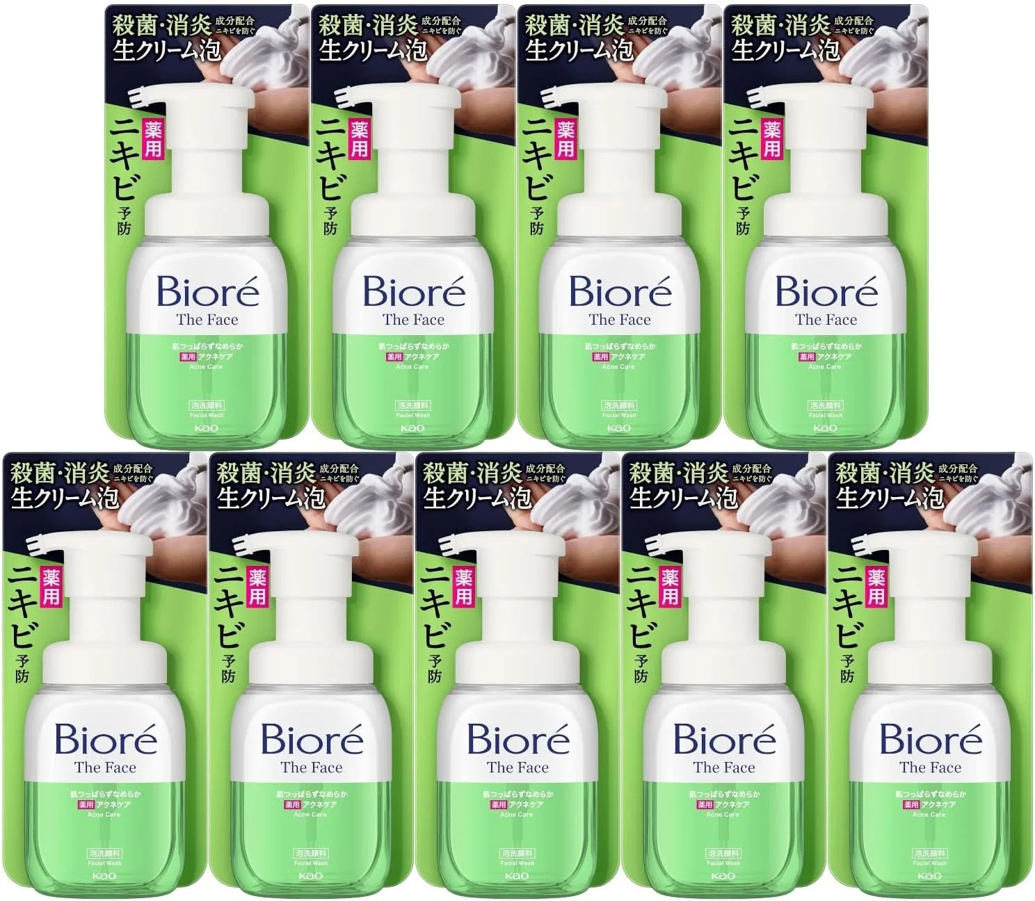 Набор Moruro — Гель-пенка для умывания Biore The Face Acne Care, 200 мл, набор 9 шт