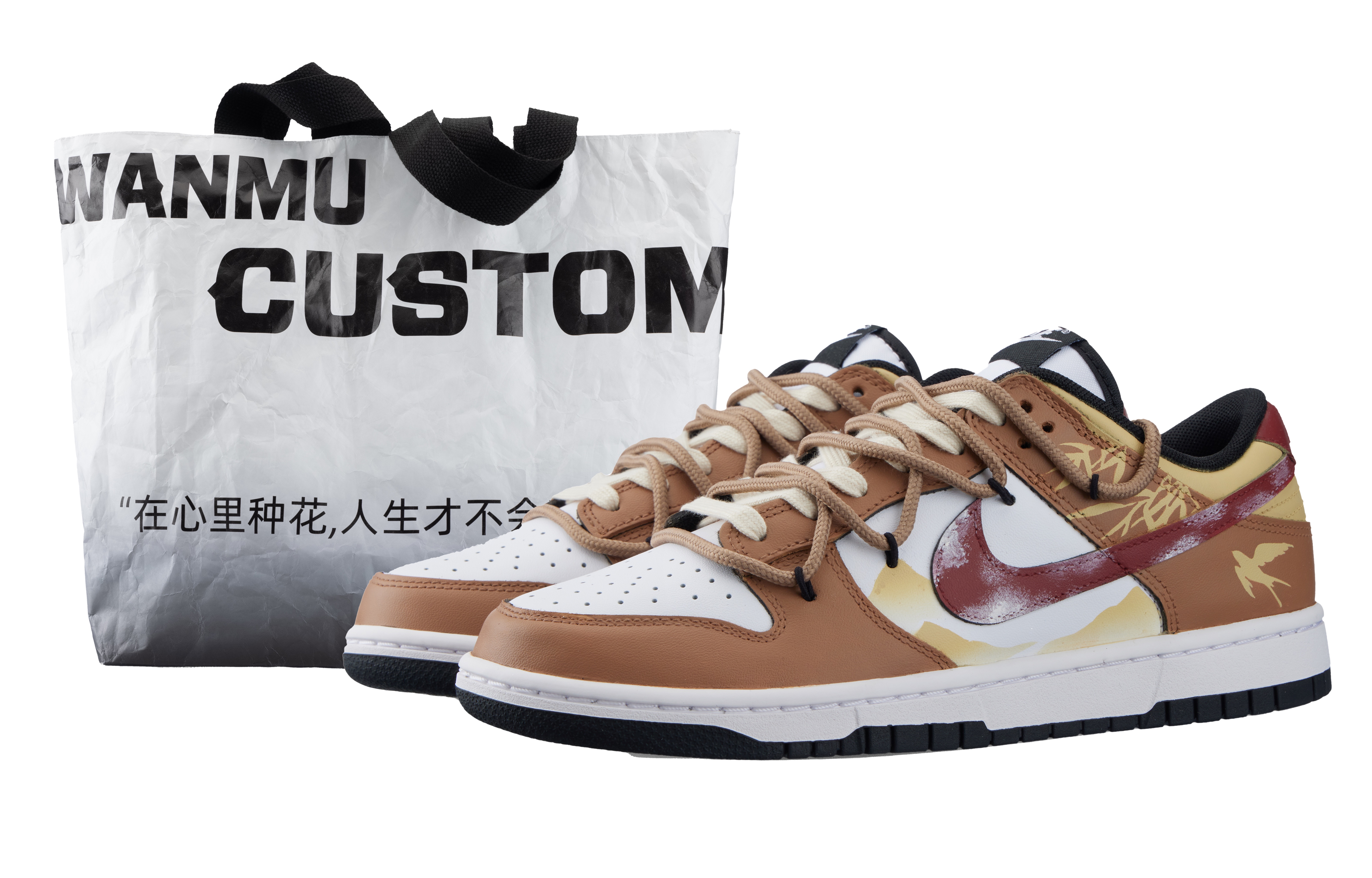 

Кроссовки Nike Dunk Skateboarding Shoes Men Low-top White/Brown, цвет Tan