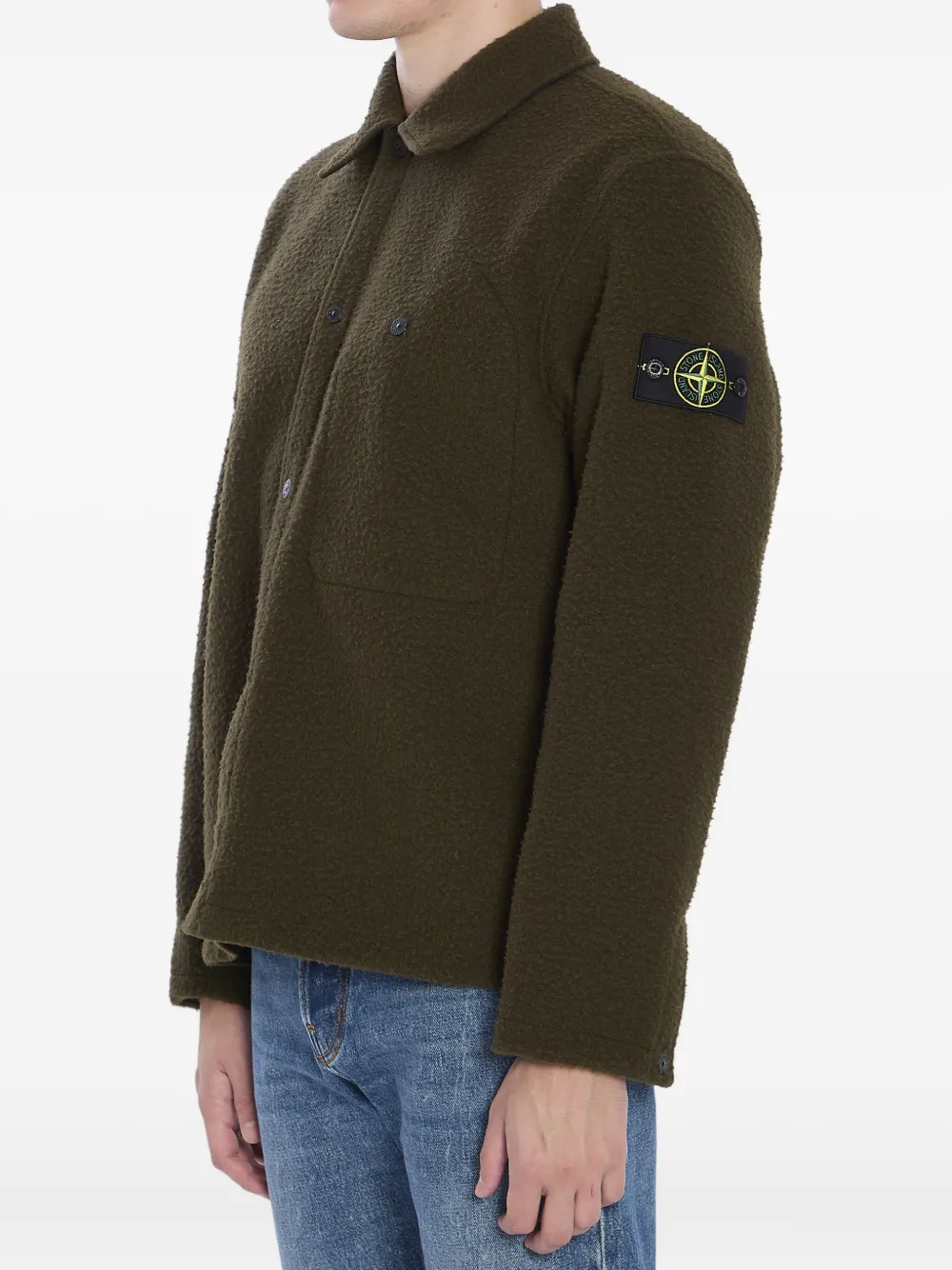 Рубашка из смеси вирджинской шерсти Stone Island, зеленый — фото 2