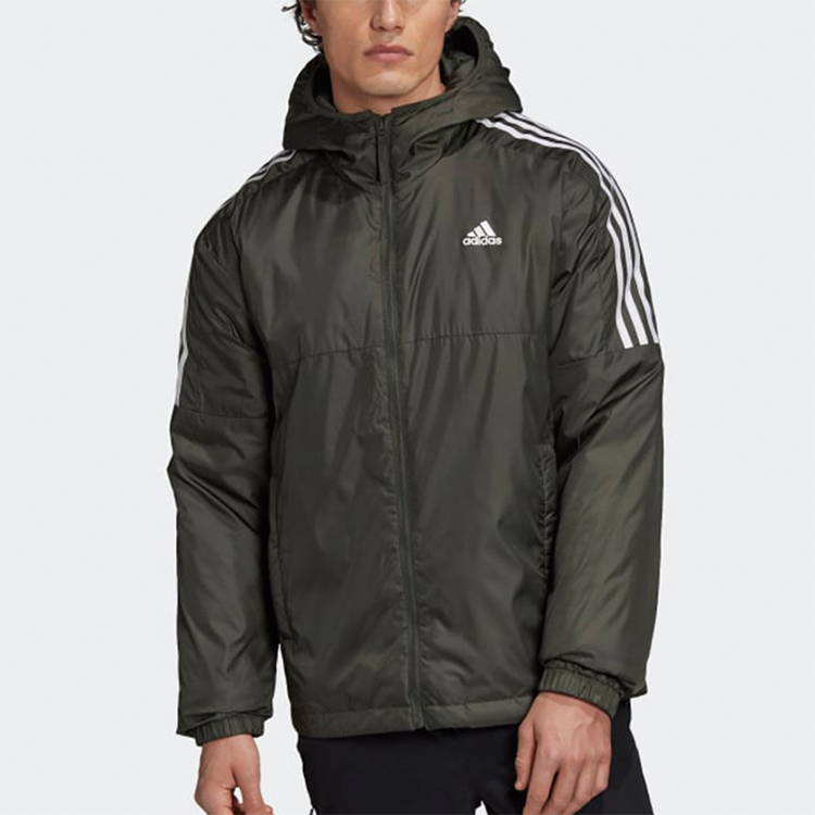 Пуховики мужские оливково-коричневые Adidas, оливковый коричневый — фото 4