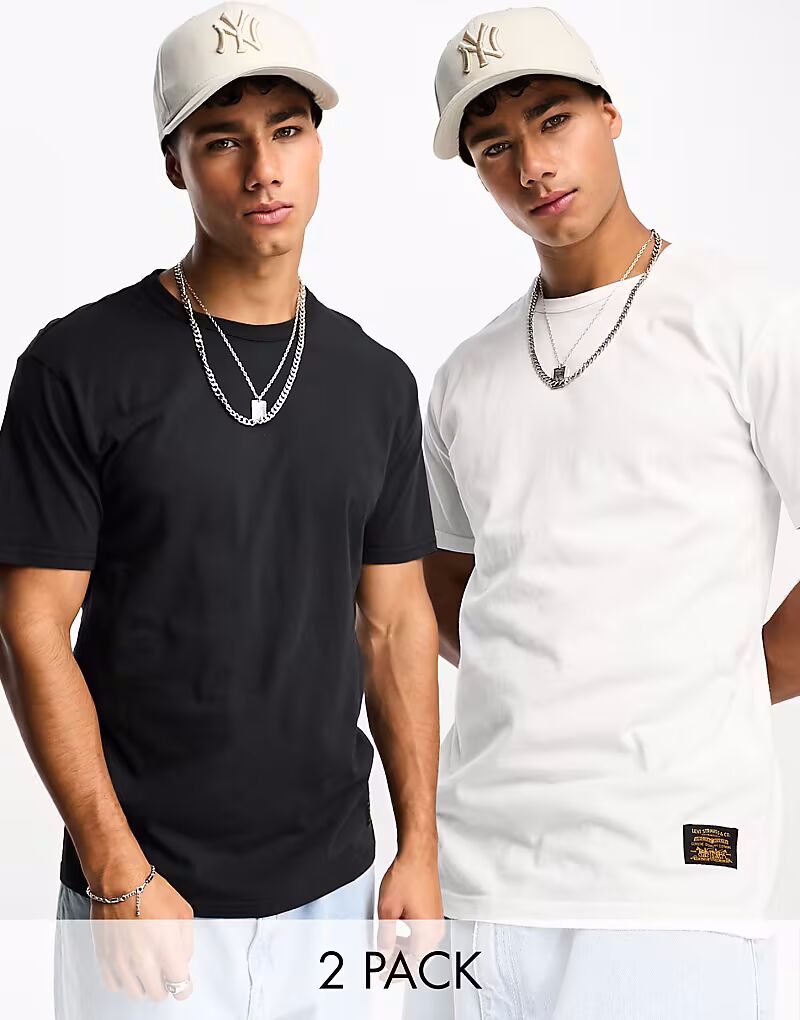 

Упаковка из 2 футболок Levi's Skate белого и черного цветов с небольшим логотипом на подоле Levis Skateboarding