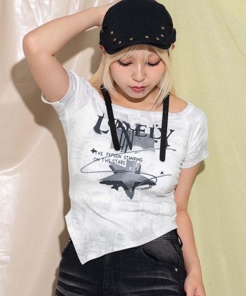 

Футболка с открытыми плечами и лямками DISPARK, белый