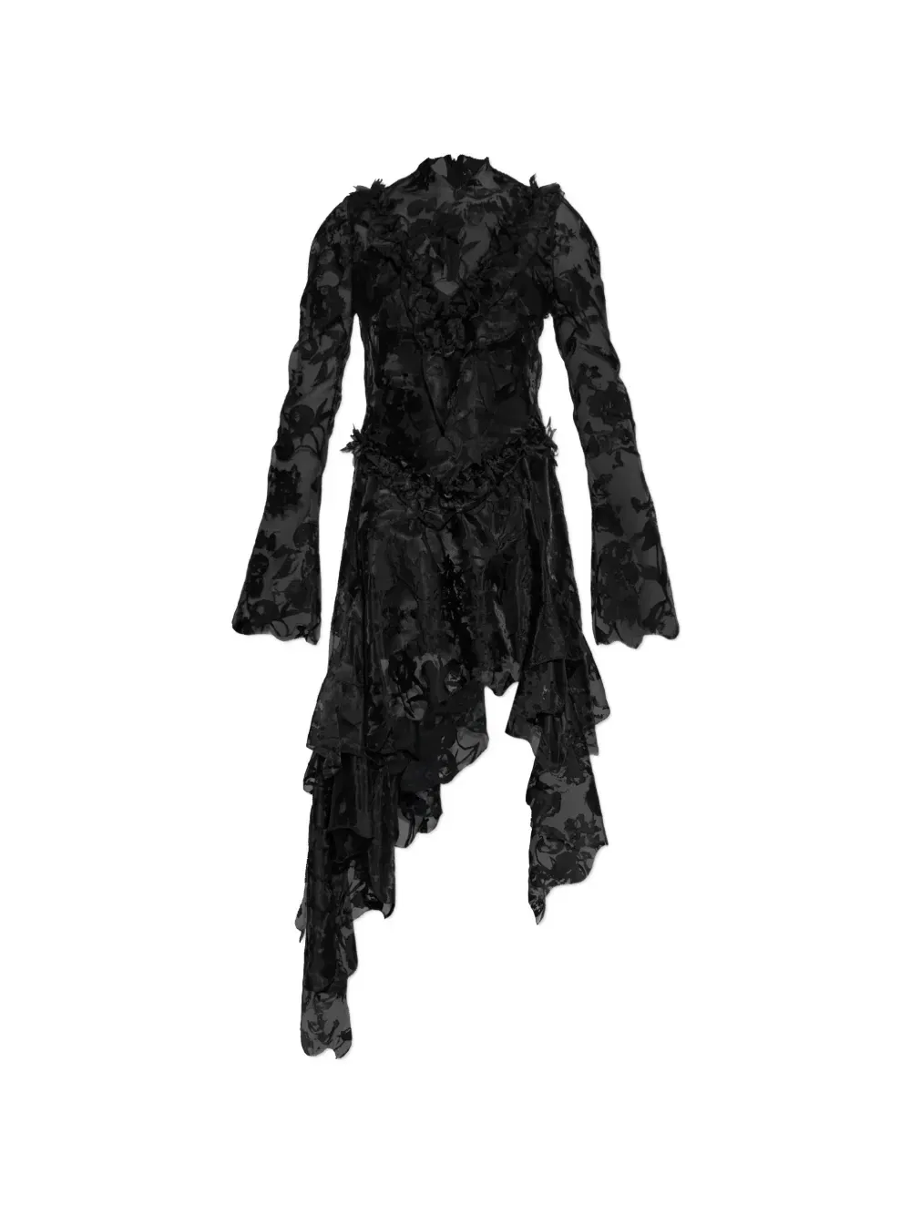 Асимметричное платье с оборками Alexander McQueen, черный