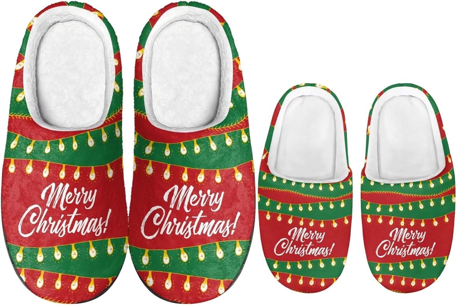 

Рождественские тапочки для всей семьи с подошвой TPR для мужчин и женщин, домашние/тапочки, пушистые с резиновой подошвой Dngkaoje, Christmas Light Style