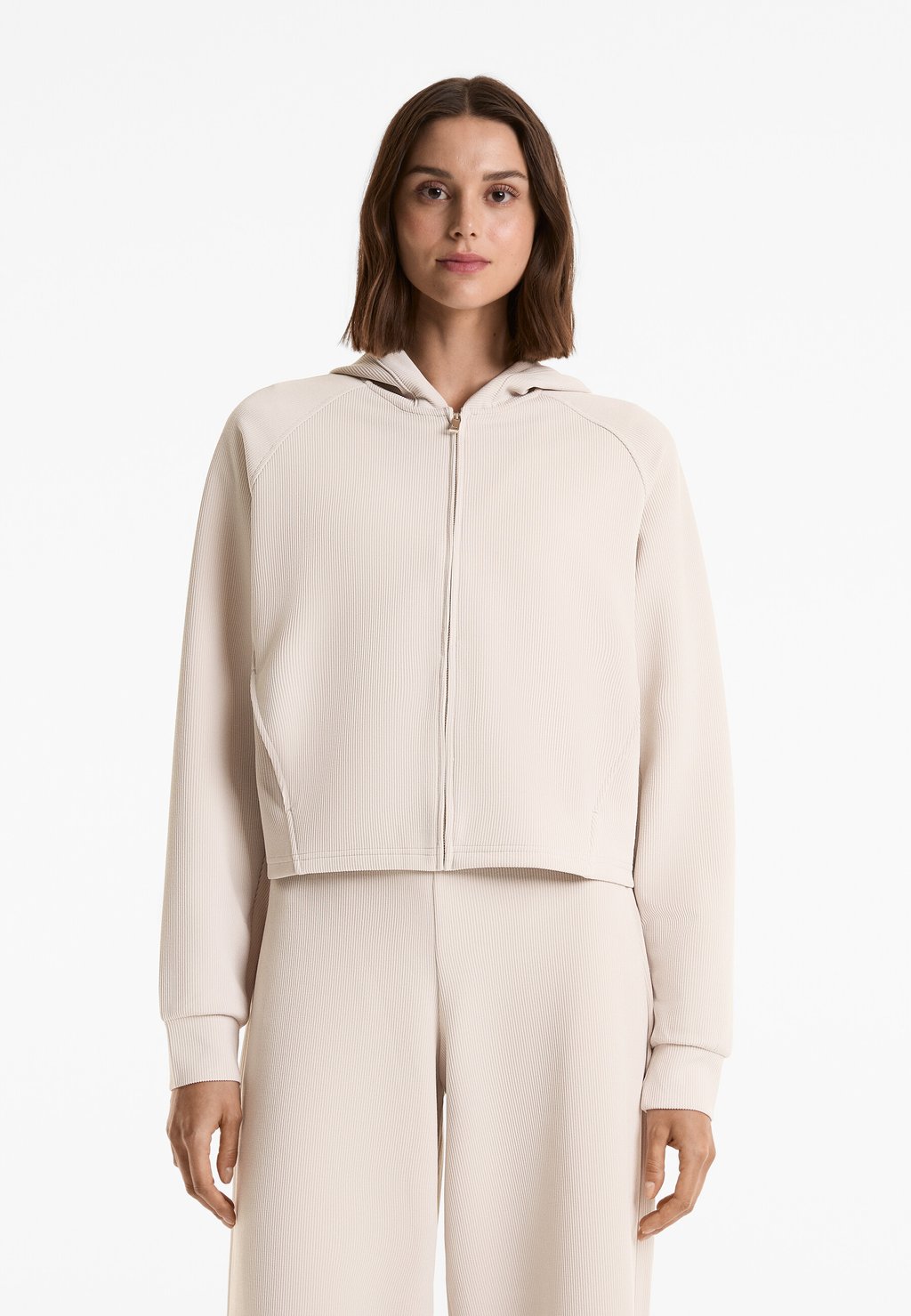 

Толстовка на молнии HOODED RIB OYSHO, песочный