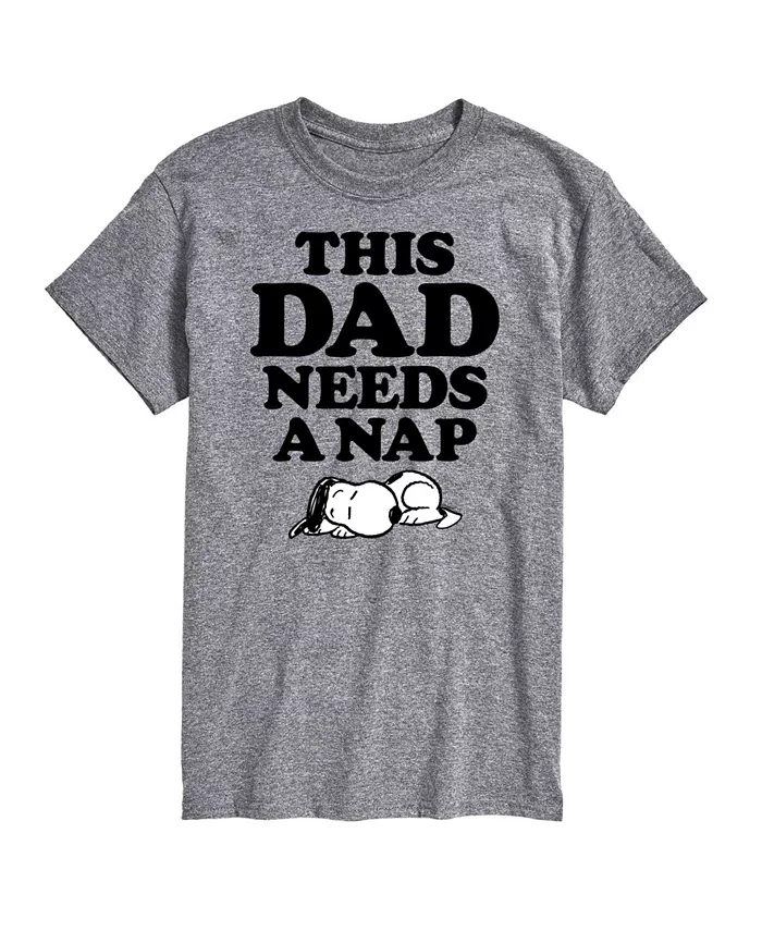 

Футболка мужская с коротким рукавом Hybrid Apparel Peanuts Dad Nap AIRWAVES, серебряный