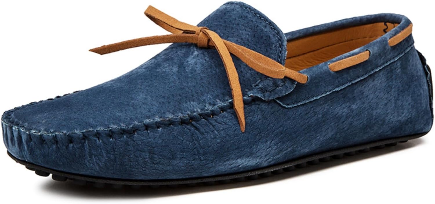 

Мужские ручной работы мокасины Khwfjas из замши - удобные, нескользящие, повседневные лоферы для дома и улицы, синий