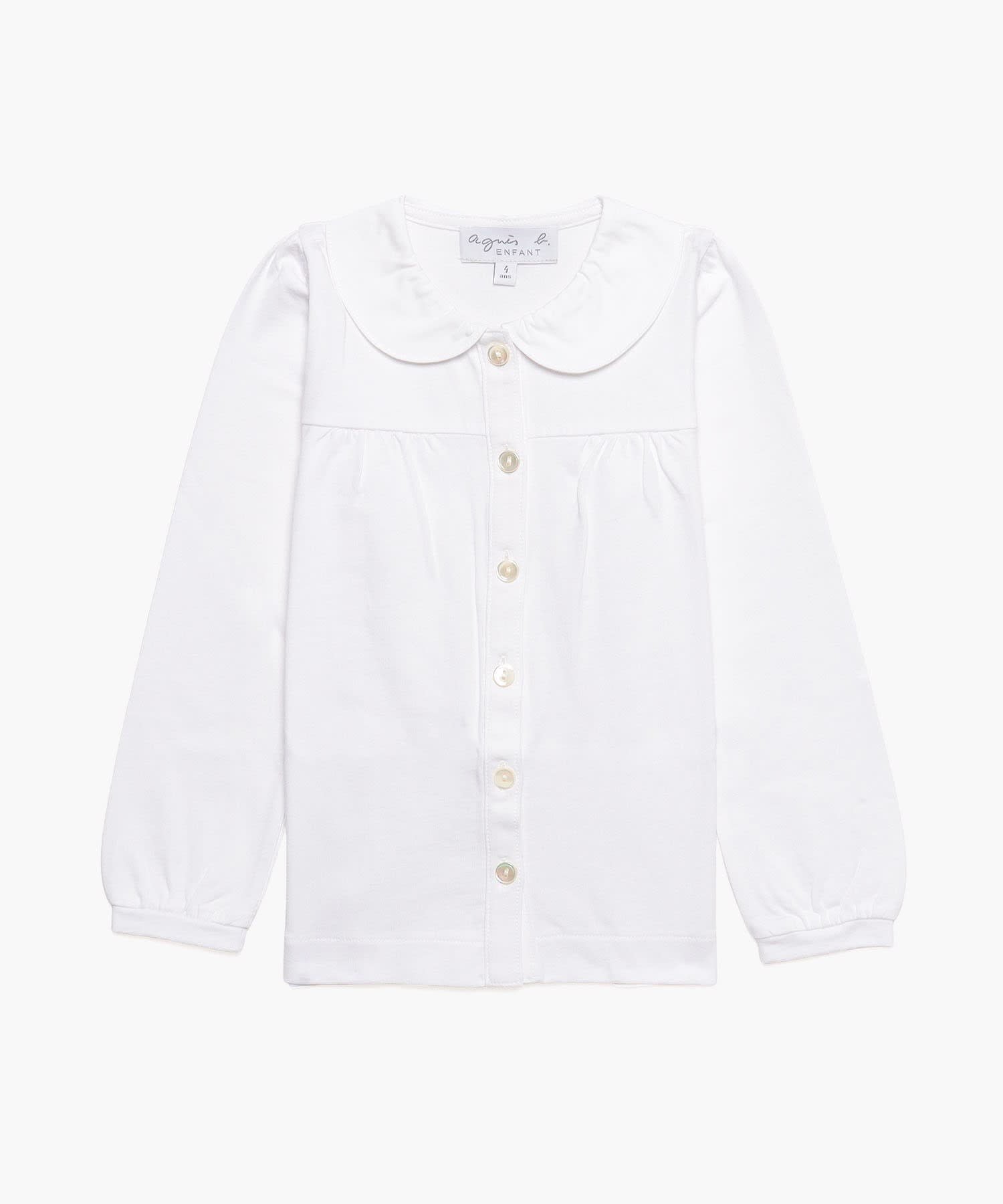 Детская хлопковая блузка с длинными рукавами Agnes b. ENFANT, White