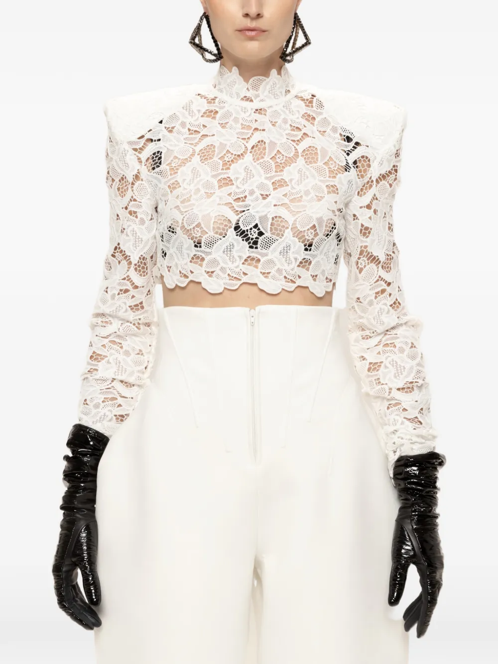 

Укороченный топ с объемными плечами NISSA, белый