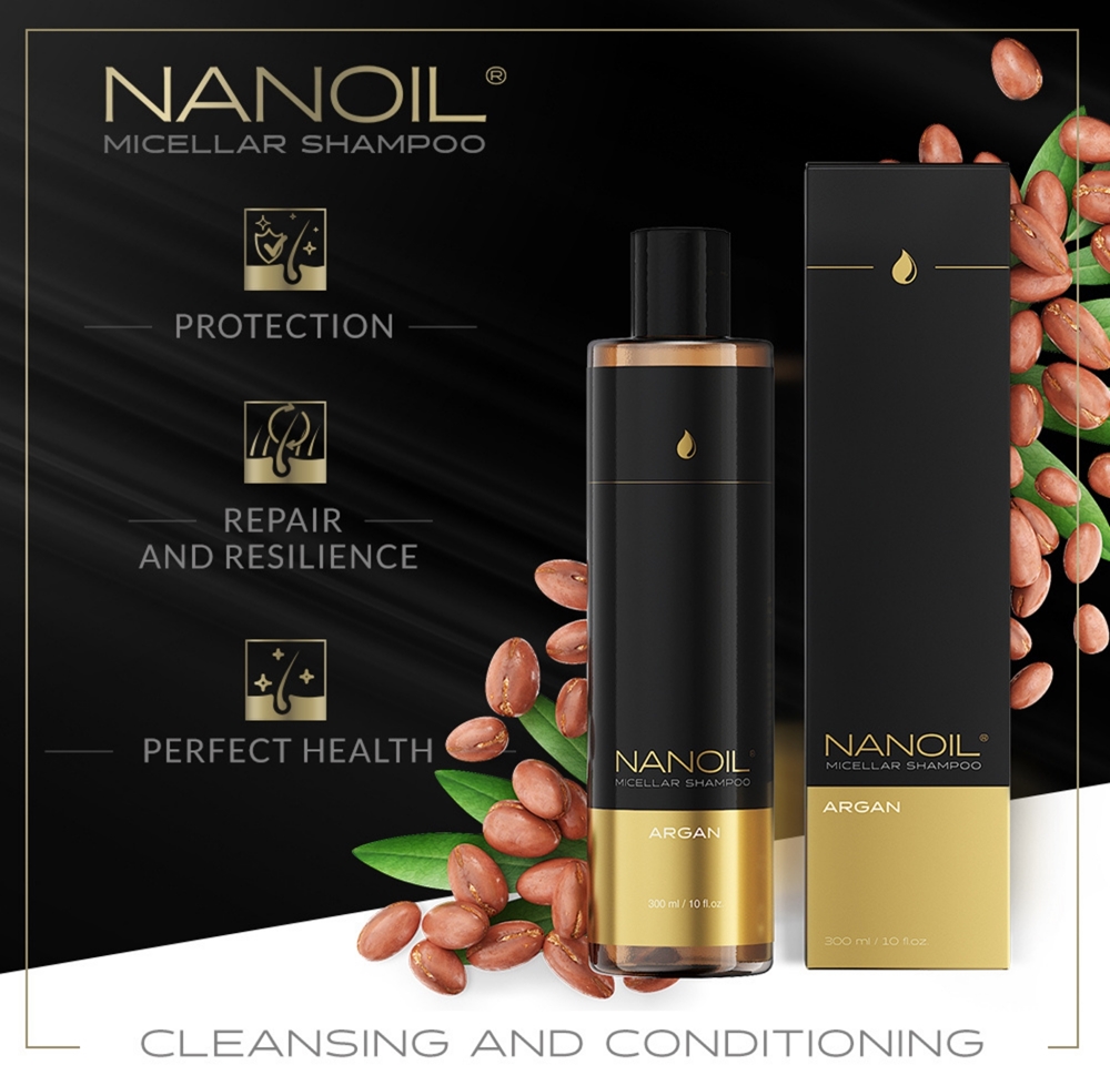 Аргановый мицеллярный шампунь с аргановым маслом Nanoil, 300 мл — фото 2