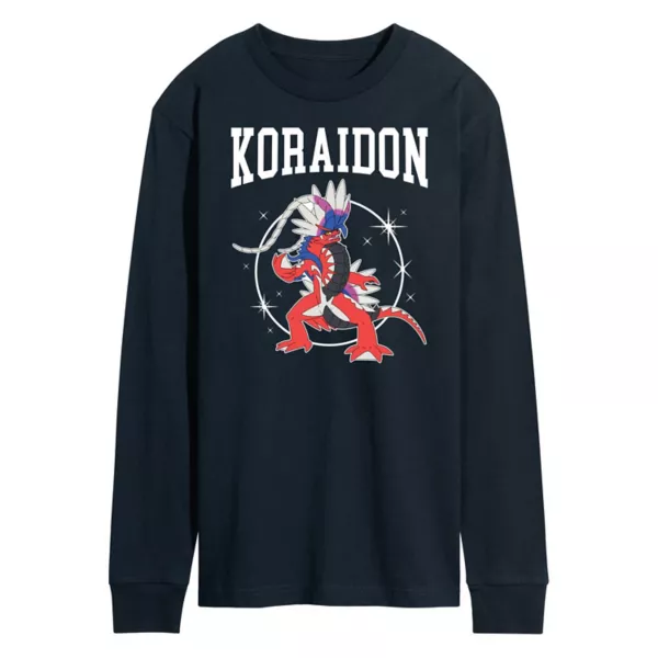 

Мужская студенческая футболка с длинным рукавом и принтом Pokemon Koraidon Licensed Character, синий
