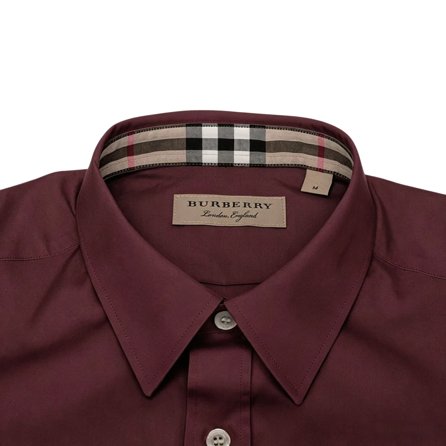 Рубашка Burberry мужская бордовая с отложным воротником, стиль хай-стрит — фото 4