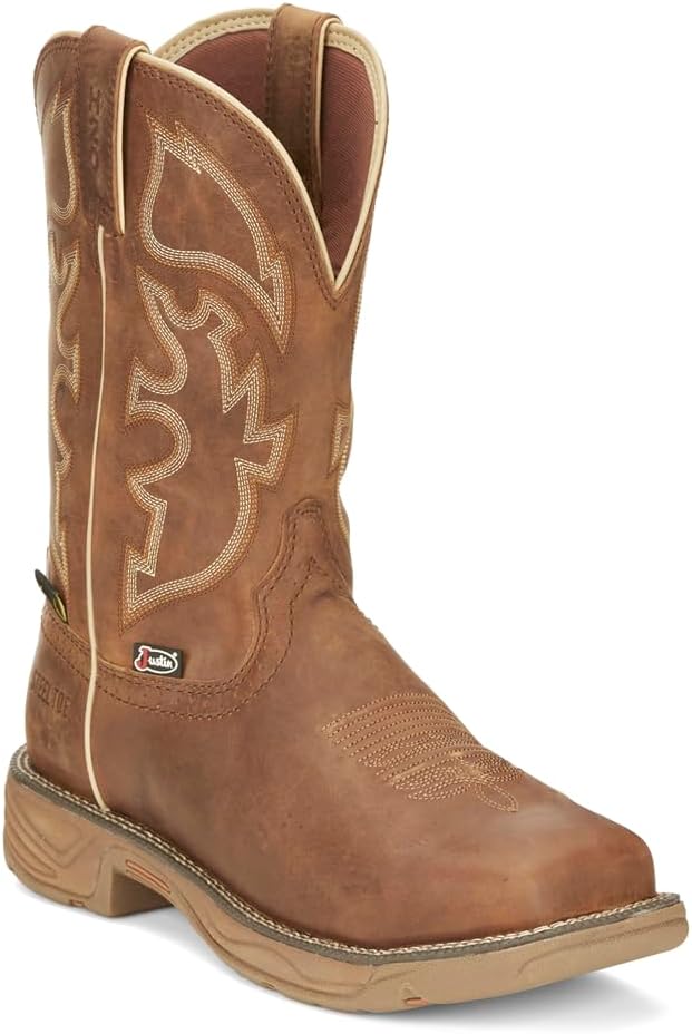 Мужские ботинки Justin Original Workboots Rush, 28 см, противоскользящие, с стальным носком, безопасная рабочая обувь, повседневные - коричневые — фото 2