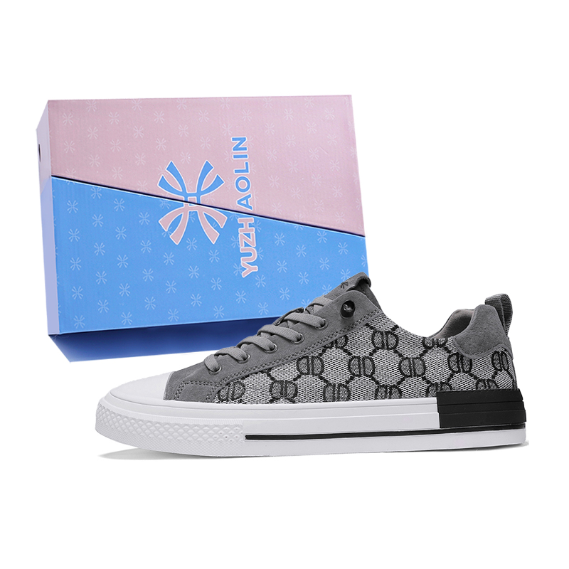 

YUZHAOLIN Антискользящие износостойкие низкие скейтерские кроссовки мужские серые {Коробка}, цвет Gray {Box}