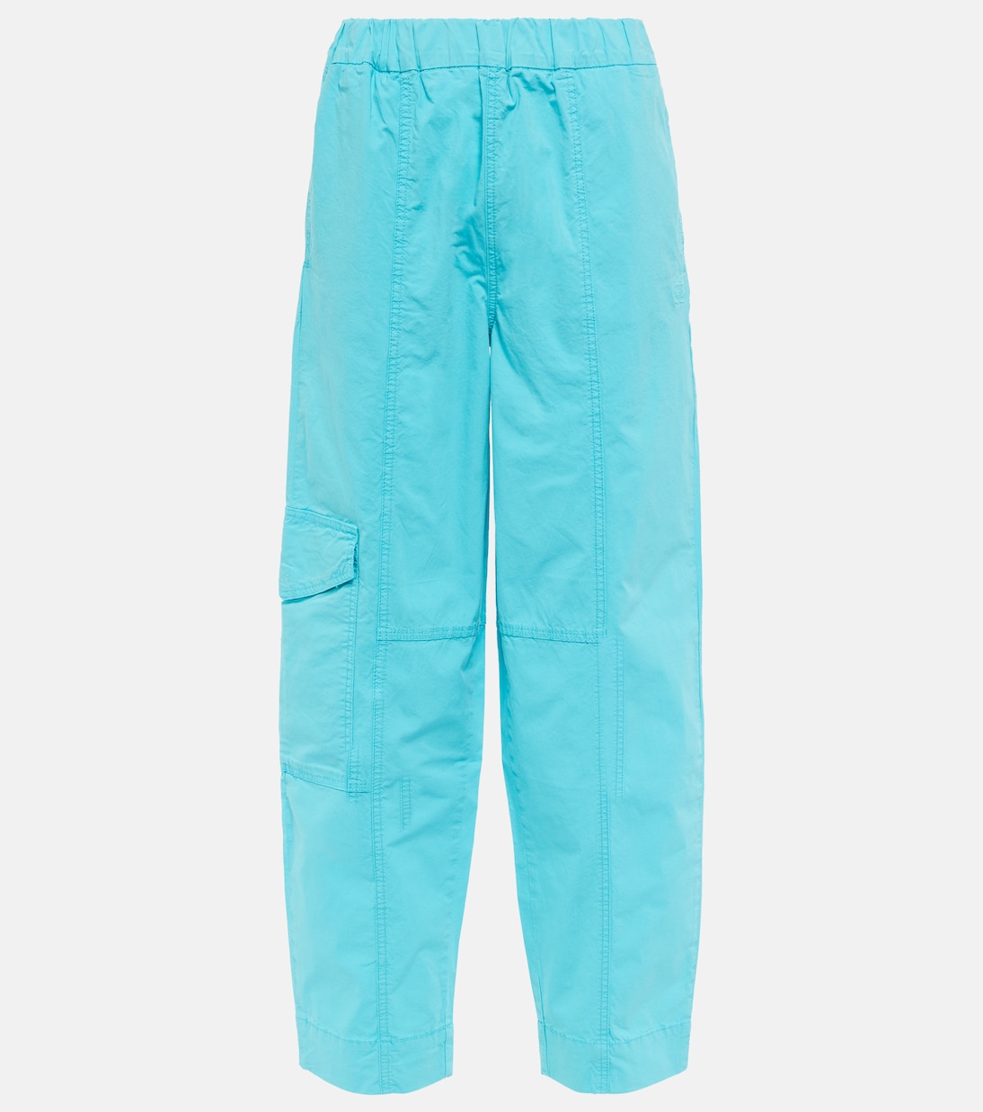 

Брюки из смесовой хлопчатобумажной ткани Ganni, Blue Curacao