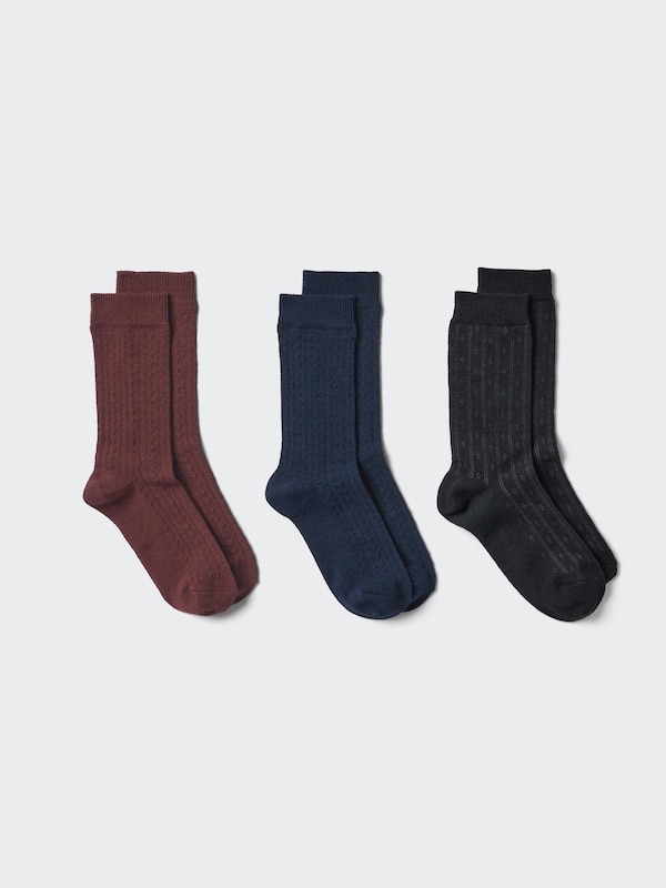 

Носки с вязкой «кроше» (3 пары) Uniqlo, 17 red