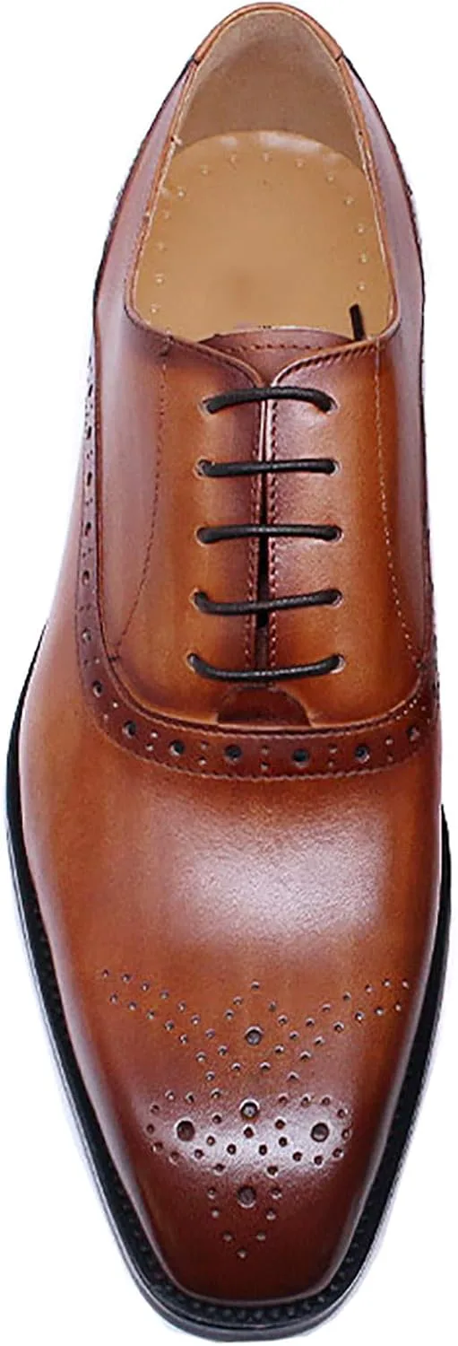 

Мужские оксфорды Santimon, повседневная и официальная обувь Derby из натуральной кожи для свадьбы, смокинга и повседневной носки, коричневый