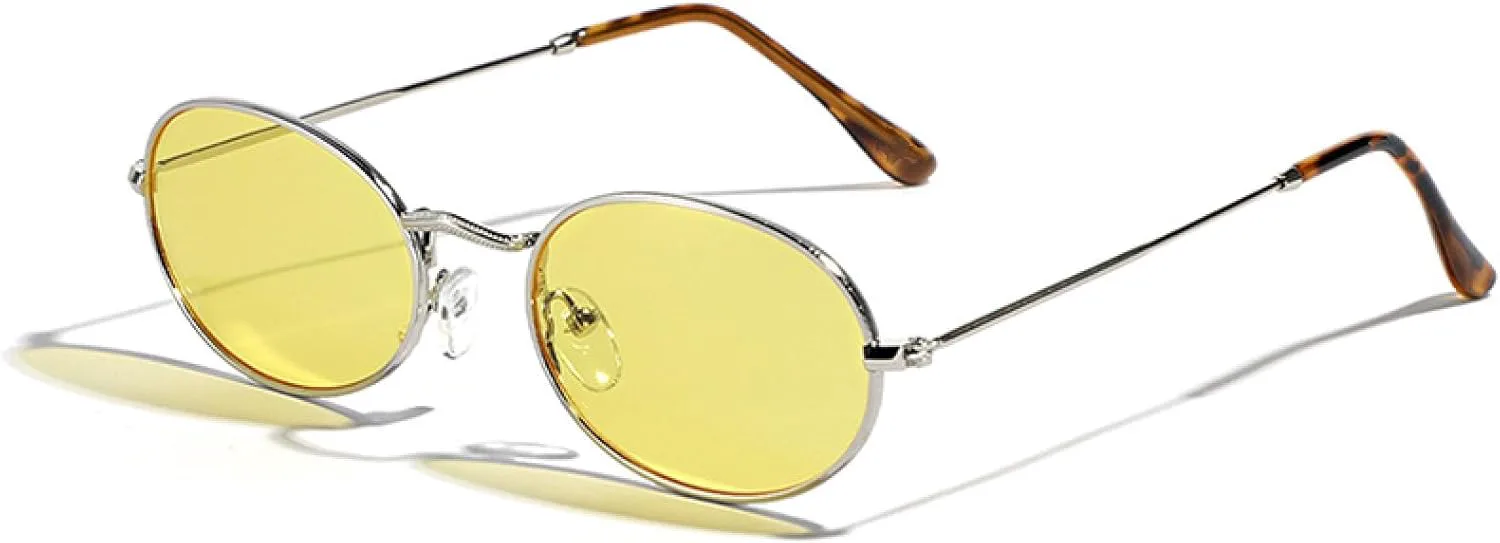 

Классические ретро-солнцезащитные очки в металлической оправе для женщин, желто-фиолетовые, с защитой от УФ-излучения UV400, для мужчин SZVVBKK, Silver Yellow