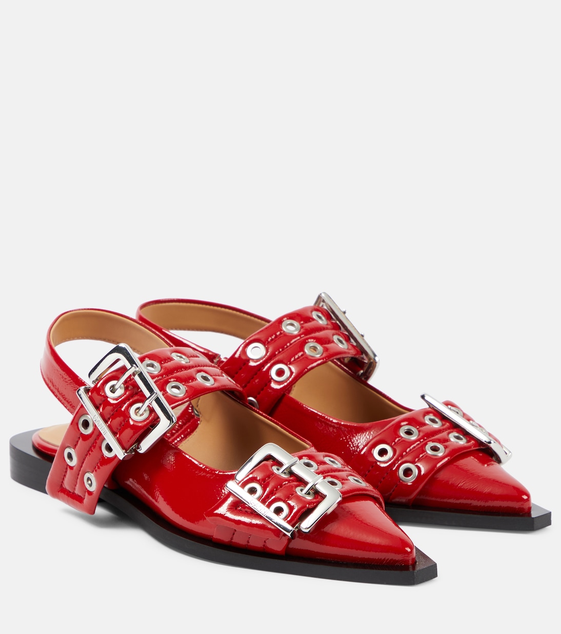 Туфли с открытой пяткой из искусственной кожи Ganni, Racing Red