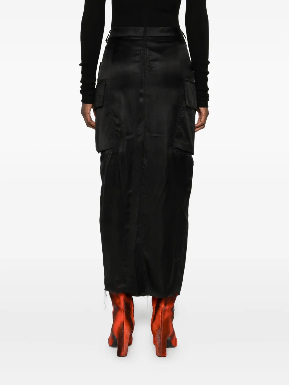 Юбка миди с бахромой Rick Owens, черный — фото 4