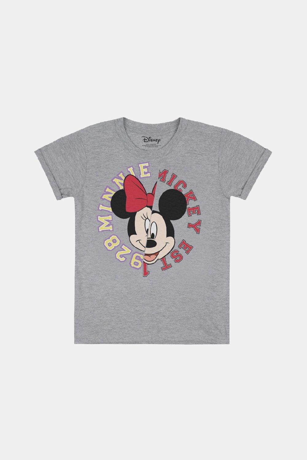 

Футболка для девочек из колледжа с Микки и Минни Маус Disney, серый