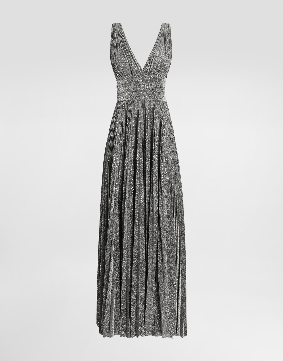 

Длинное плиссированное платье с отделкой из микро-пайеток Dolce & Gabbana, серебряный