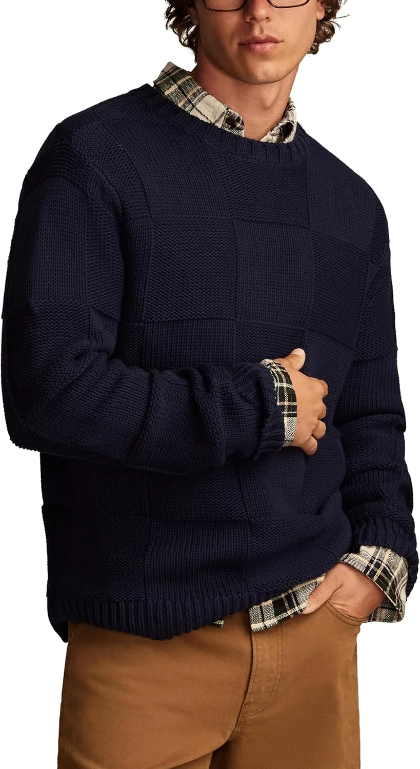 

Свитер Lucky Brand с клетчатым узором и круглым вырезом