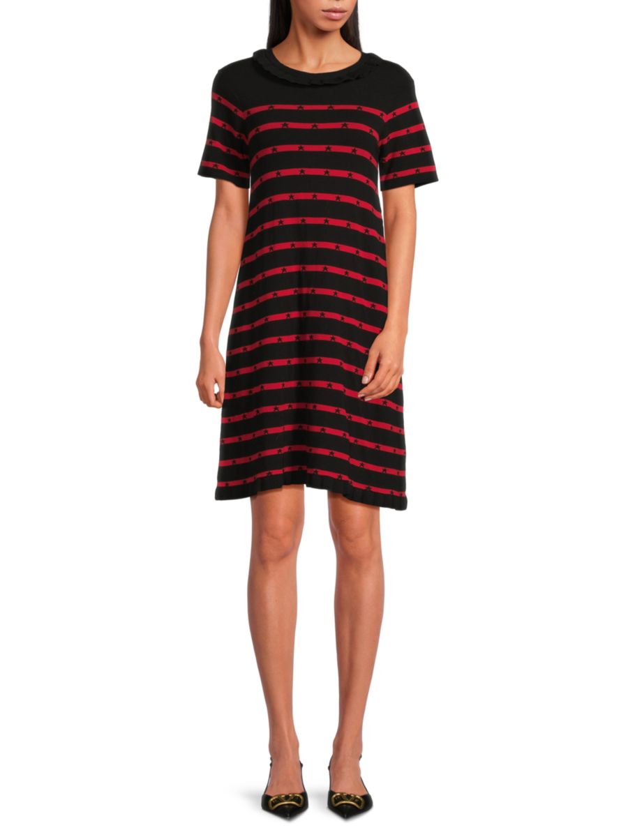 

Полосатое платье REDValentino, цвет Black Red