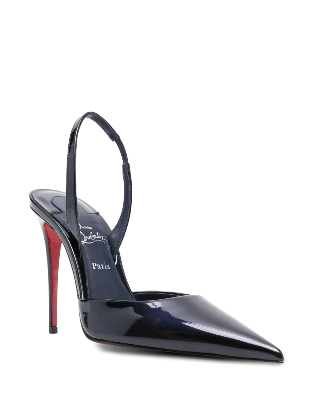 Туфли с заостренным носком и ремешком на пятке Christian Louboutin, синий — фото 2