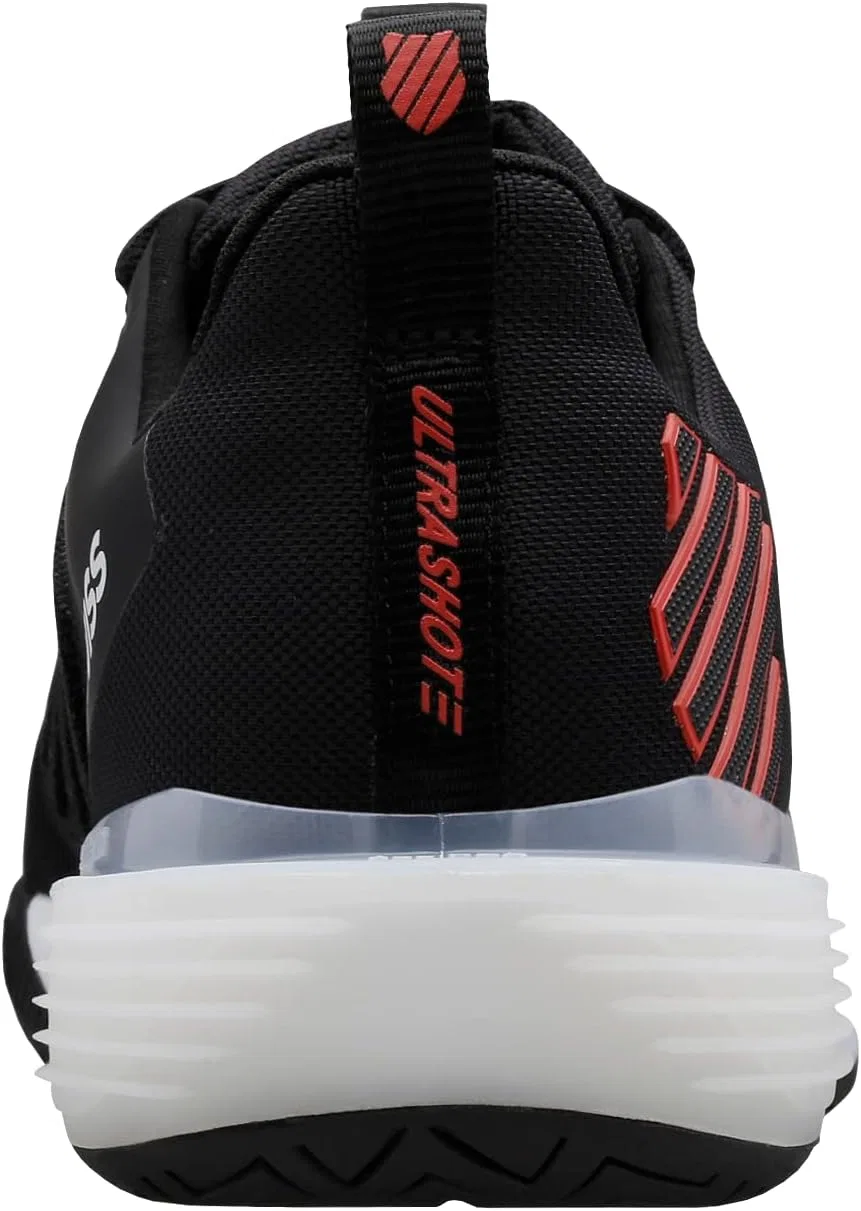 Кроссовки для тенниса Ultrashot 3, K-Swiss, Black/White/Popyred — фото 4