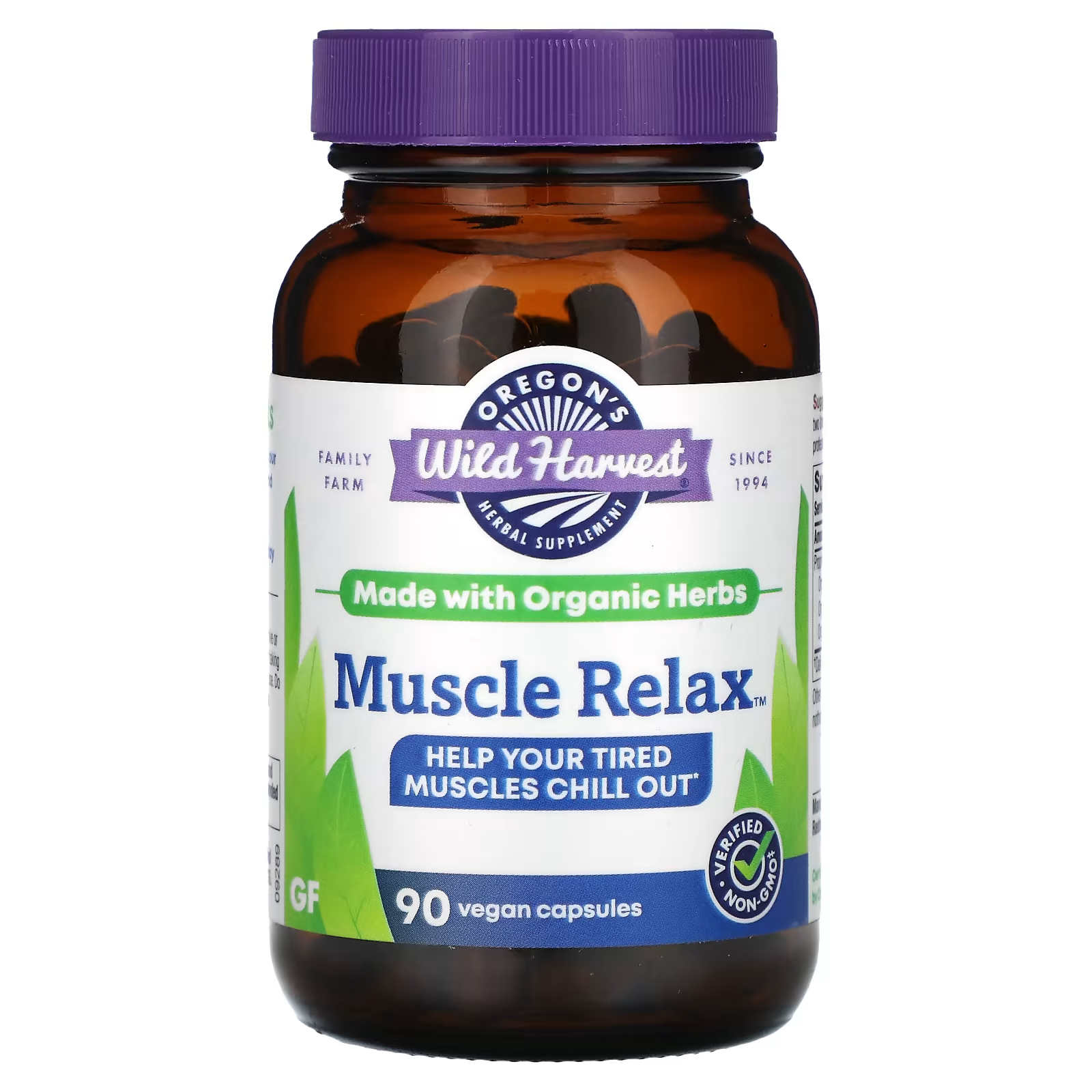 

Растительная добавка Oregon Wild Harvest Muscle Relax, 90 веганских капсул