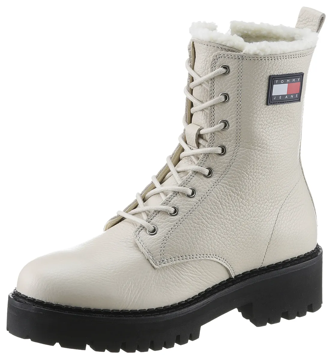 

Зимние ботильоны Tommy Jeans "TJW URBAN BOOT TUMBLED LTR WL", с логотипом-флажком сбоку, кремовый