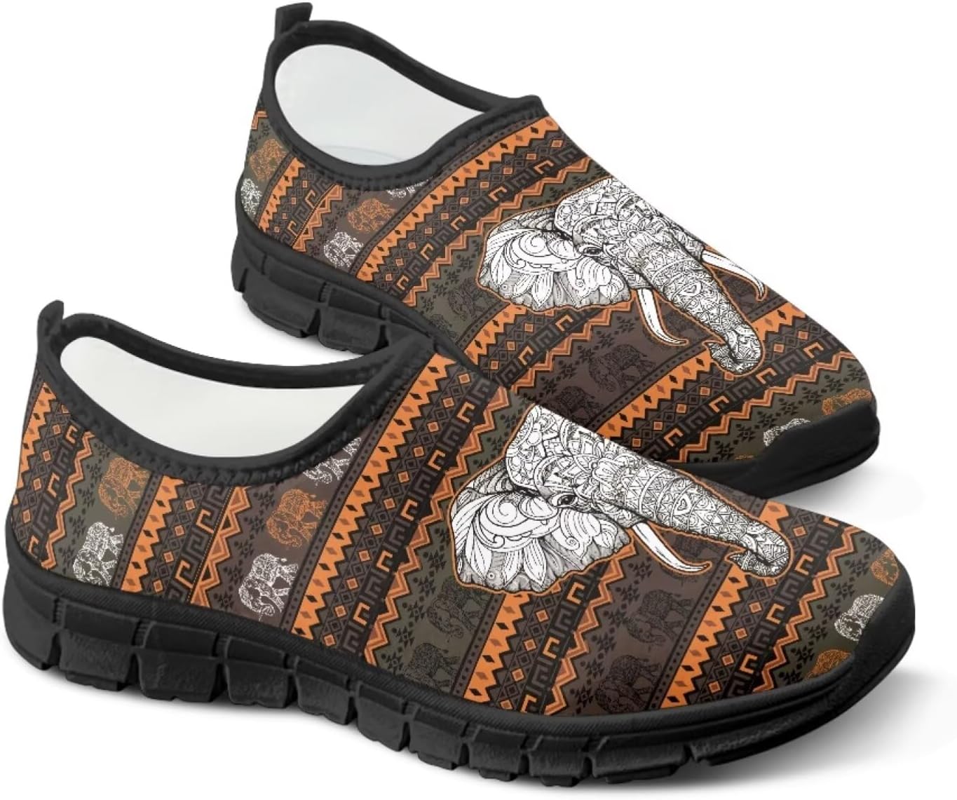 

Слипоны Binienty Aztec для мужчин и женщин, повседневная обувь без шнурков, удобные лоферы для путешествий и прогулок, Aztec Ethnic Elephant