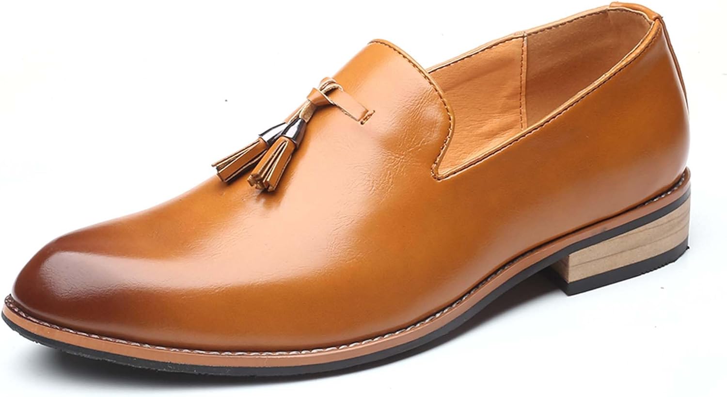 

Мужские модные лоферы с заостренным носком, бахромой, деловые туфли, легкие, противоскользящие, для офиса, костюма, смокинга, свадьбы, бала, повседневные кожаные туфли, увеличенного размера Generic, желтый