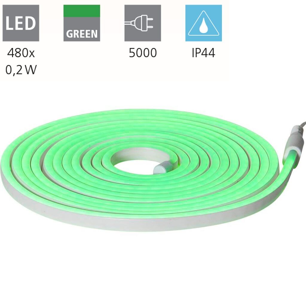 

Светодиодные ленты FLATNEONLED зеленые Д:500см В:0,6см с кабелем + вилкой IP44 EGLO, зеленый