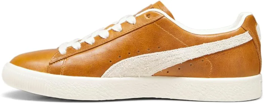 Мужские кроссовки PUMA Clyde Paris на шнуровке повседневные - коричневые, слоновая кость — фото 3