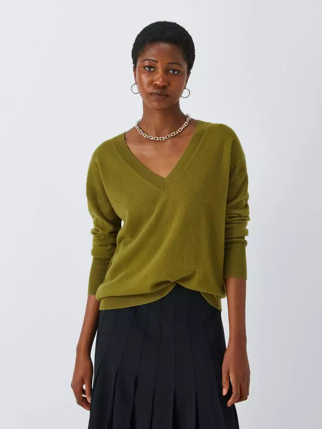 

Джемпер John Lewis Cashmere Relaxed V-Neck, оливковый