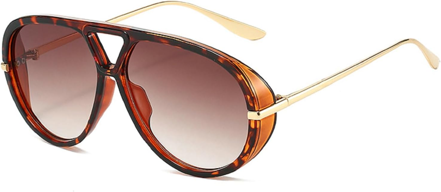 

Модные солнцезащитные очки-пилот для женщин и мужчин, круглые солнцезащитные очки в винтажном стиле с большой оправой, солнцезащитные очки-щитки для мужчин в стиле панк Melrose, Leopard