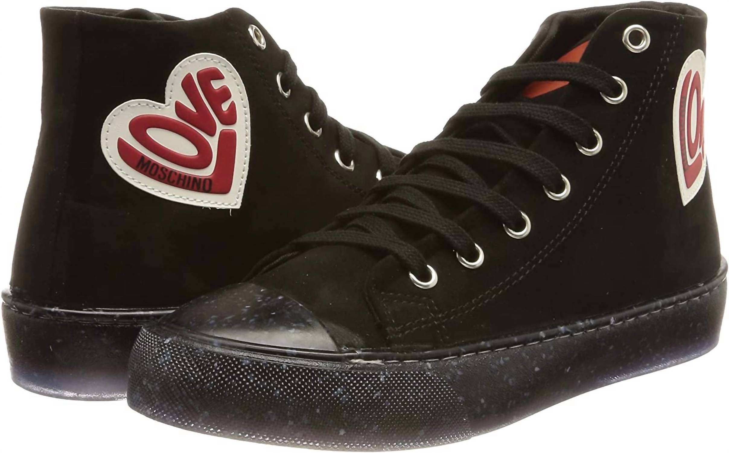 Женские холщовые высокие кроссовки Heart Lace Up Sneakers черного цвета Love Moschino — фото 4