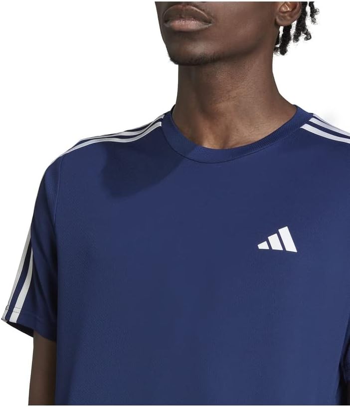 Футболка Adidas Train Essentials 3-Stripes Training, темно-синий/белый — фото 3