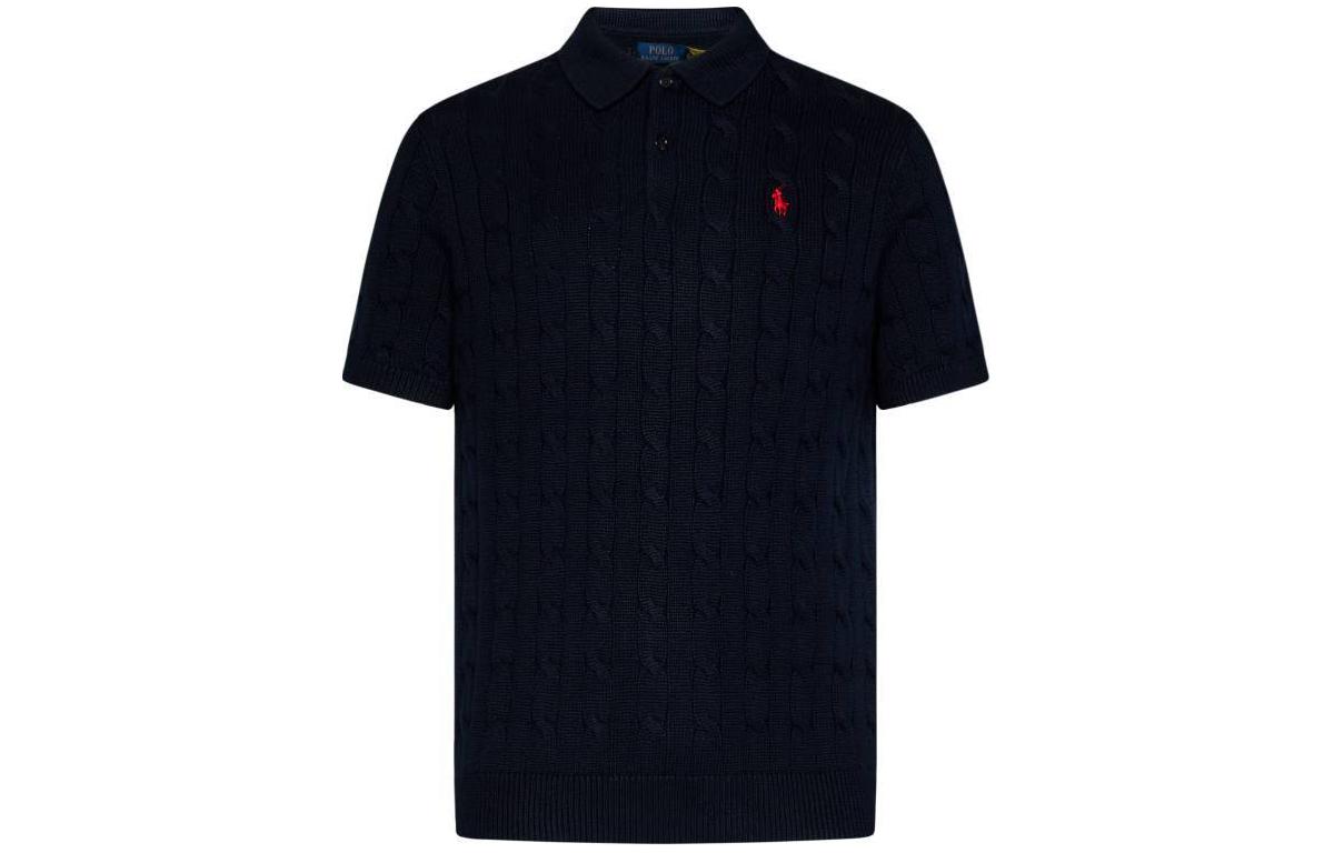 Поло Пони Кабельная вязка Поло Футболка Polo Ralph Lauren, Морской Синий — фото 2