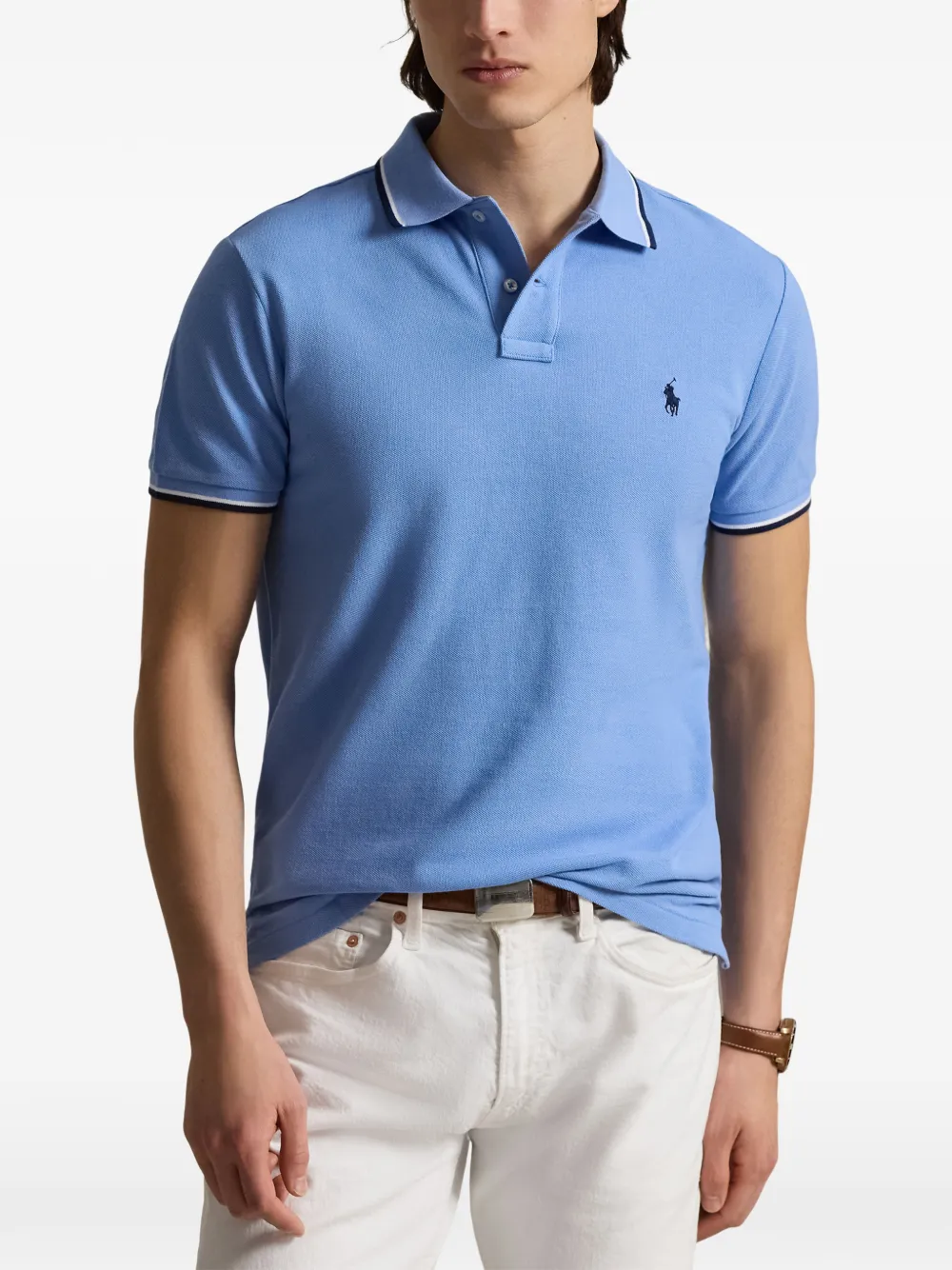 Поло с короткими рукавами и вышивкой Polo Ralph Lauren, синий — фото 3
